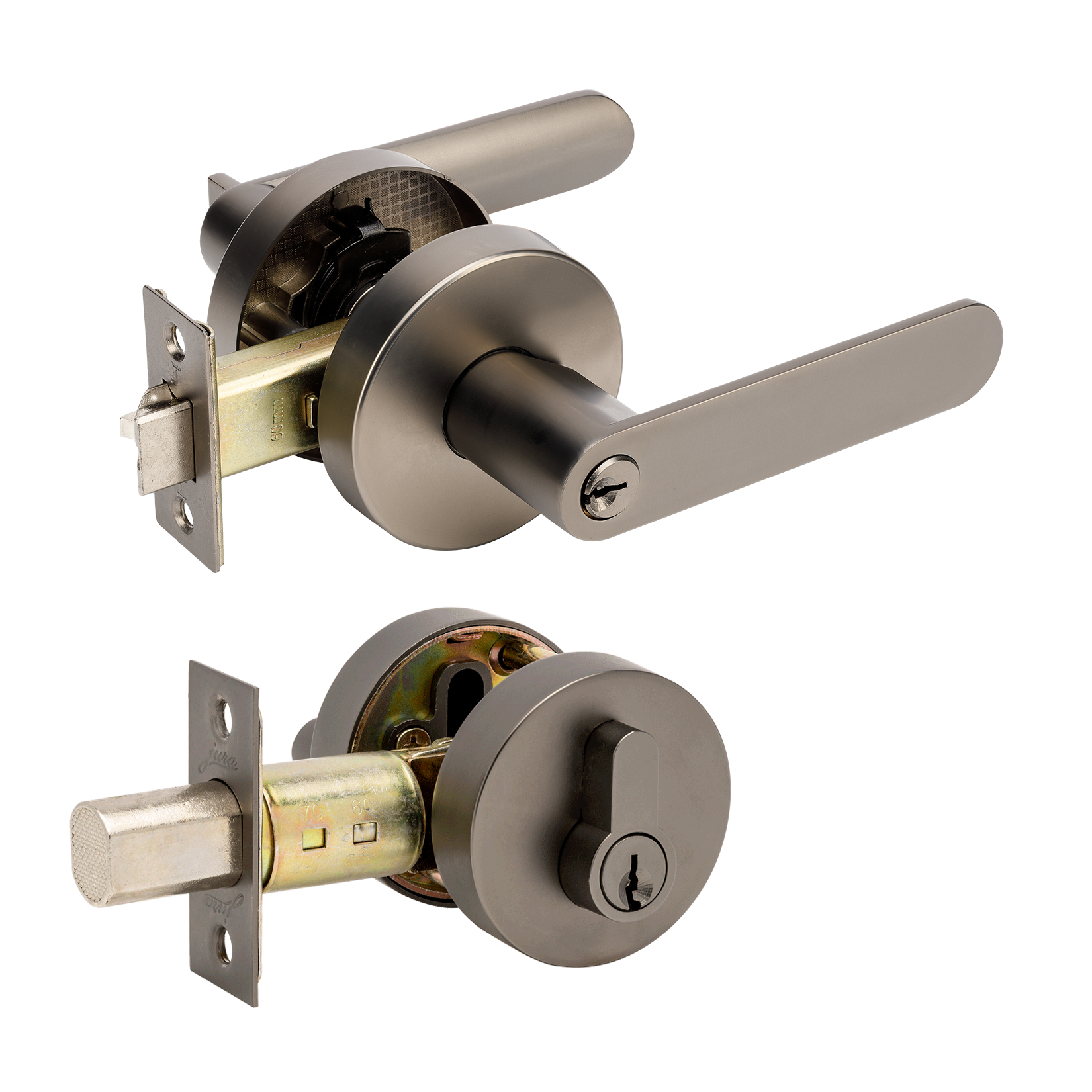 Zanda Sceptre Door Handle Lever Combination Set Graphite Nickel