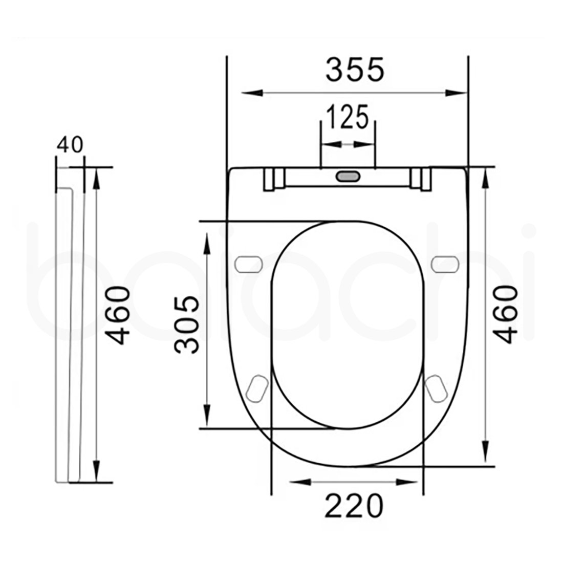 Baiachi PP Slim D Shape Toilet Seat