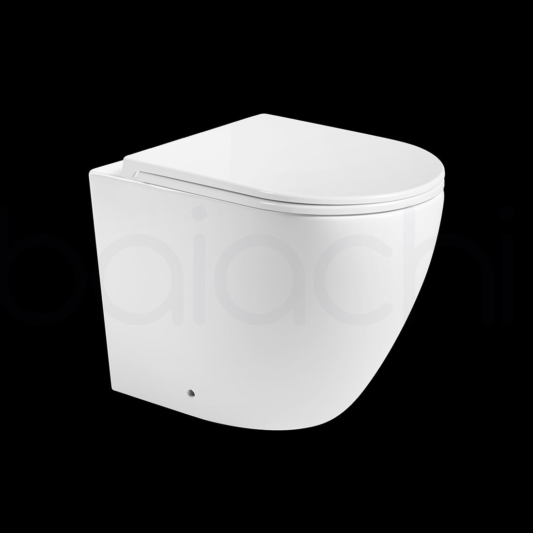 Baiachi Involution Rimless In Wall Tornado Toilet Suite with Round Stainless Steel Gun Metal Flushing Buttons BTW1