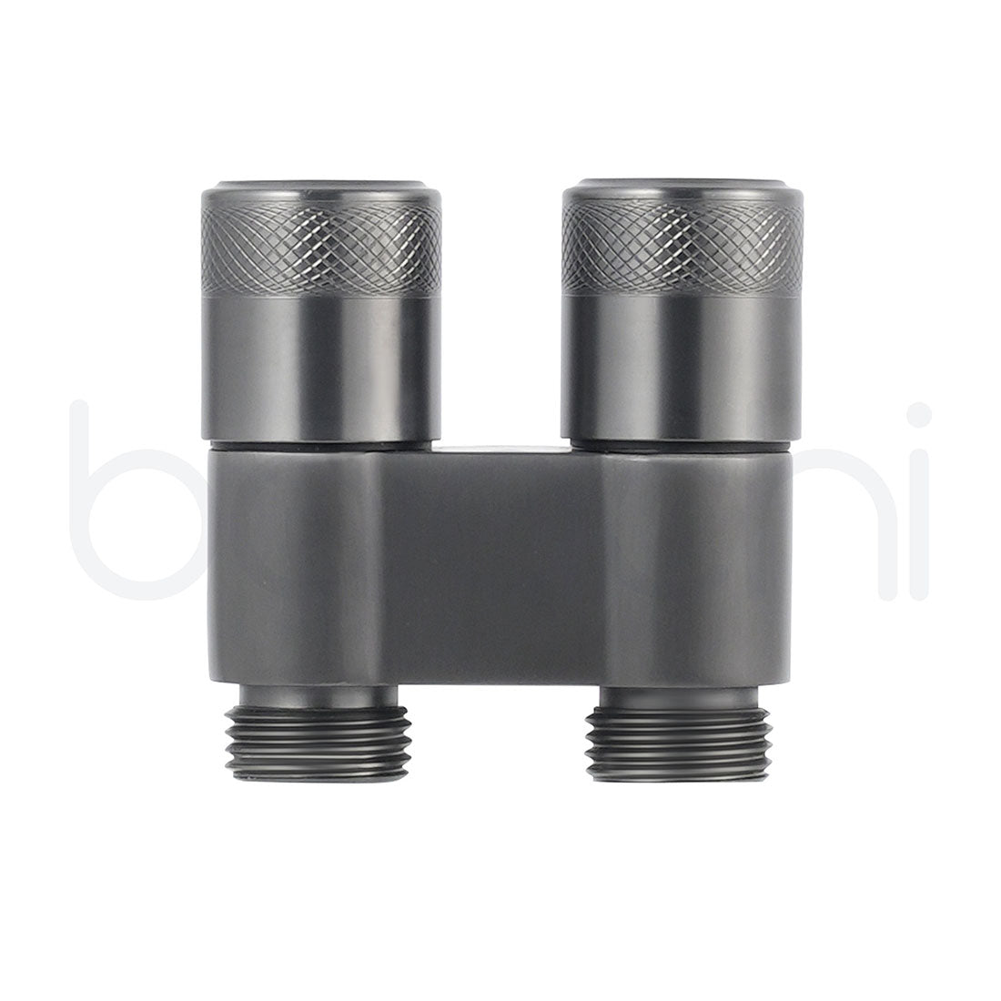 Baiachi Shattaf Twin Mini Cistern Stop Stainless Steel Quarter Turn with Backflow Valve PVD Gun Metal