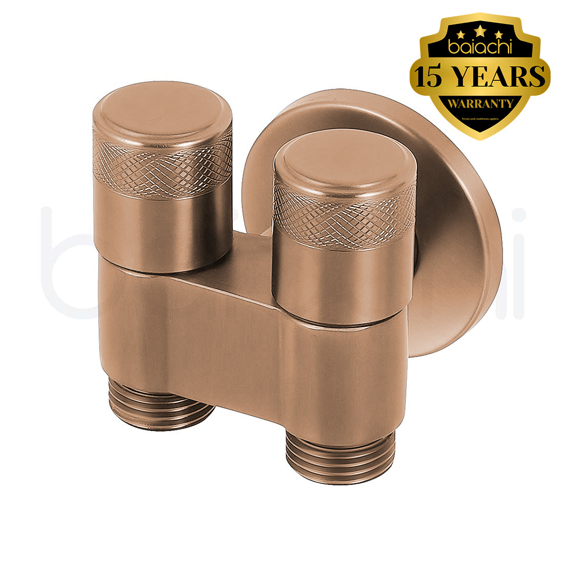 Baiachi Shattaf Twin Mini Cistern Stop Stainless Steel Quarter Turn with Backflow Valve PVD Brushed Copper