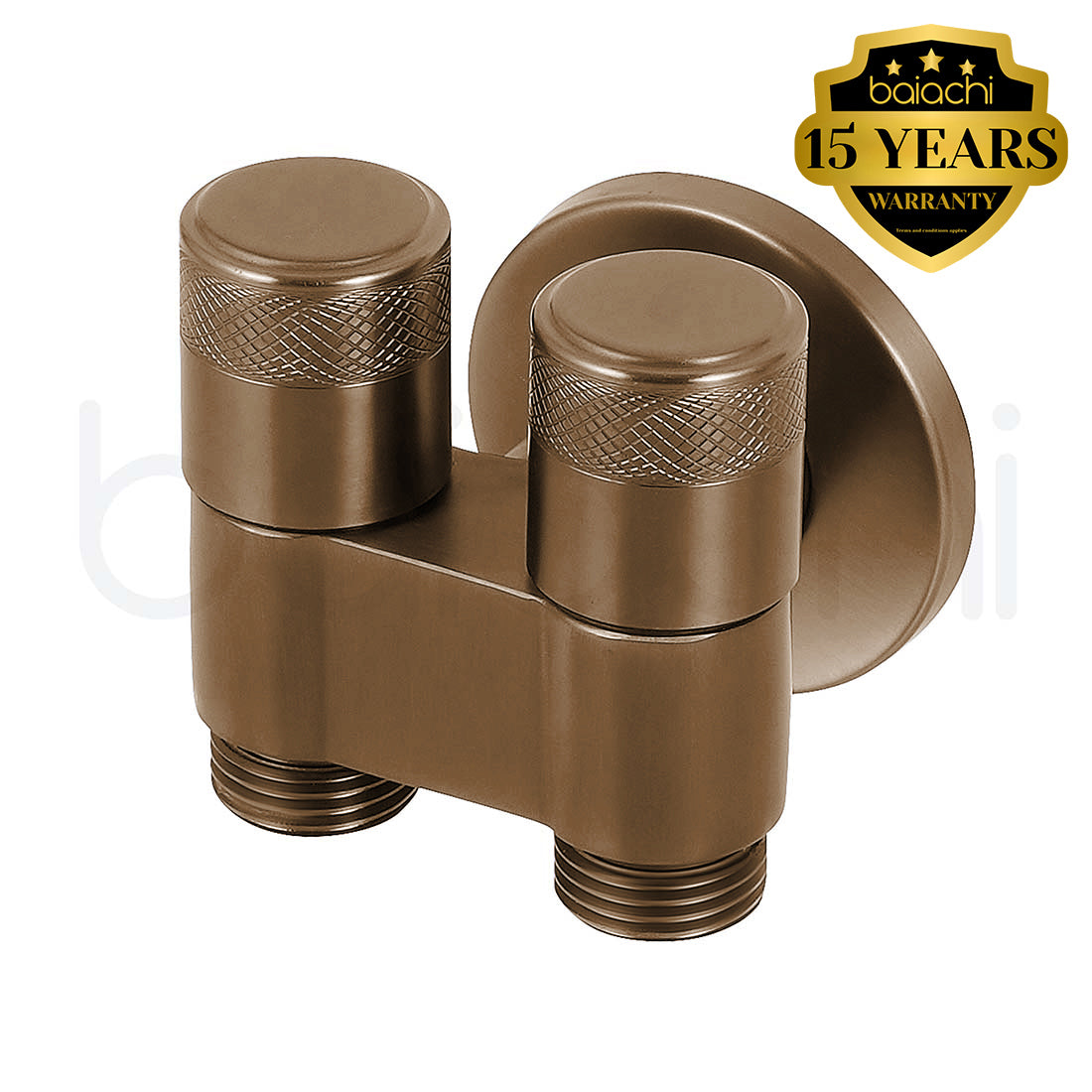 Baiachi Shattaf Twin Mini Cistern Stop Stainless Steel Quarter Turn with Backflow Valve PVD Brushed Copper