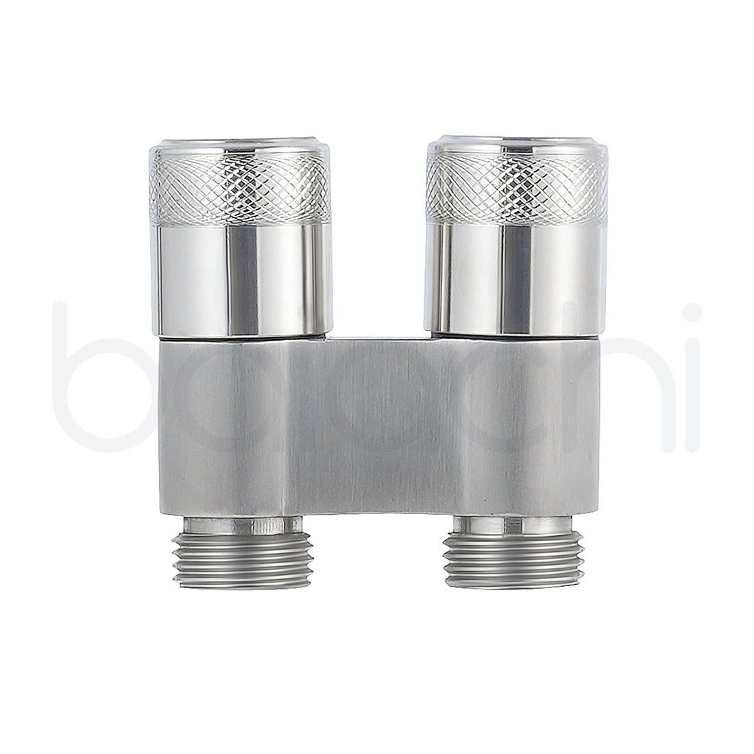 Baiachi Shattaf Twin Mini Cistern Stop Stainless Steel Quarter Turn with Backflow Valve Natural Brushed