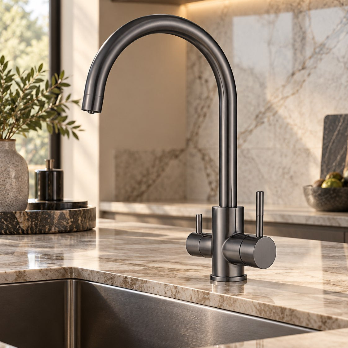 Baiachi Moreton Slimline 3-Way Filter Sink Mixer Gun Metal