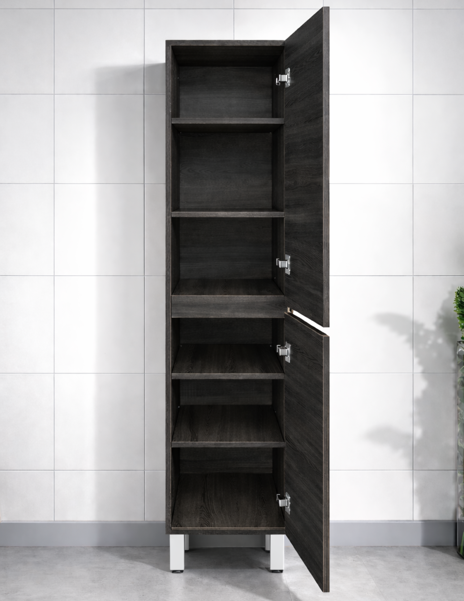 Vellena PVC Water Proof Empire Oak Bathroom Tallboy Cabinet Wall Hung Legs