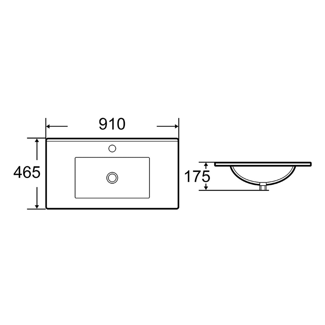 Ivana 900mm PVC Water Proof Wall Hung Bathroom Vanity Right Drawers Ceramic Basin
