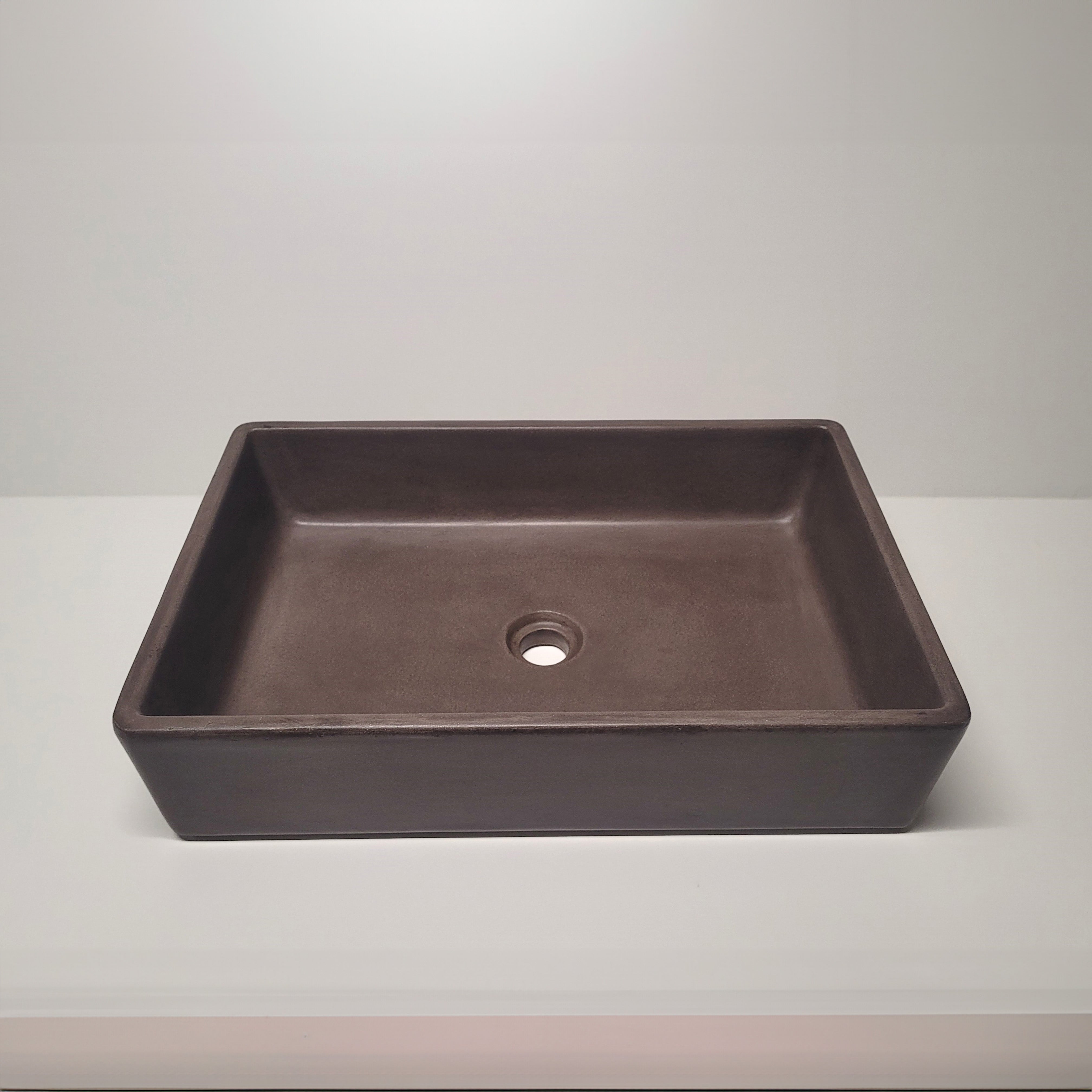 Spring Hill Designs Aila Rectangular Above Counter Concrete Basin Chestnut