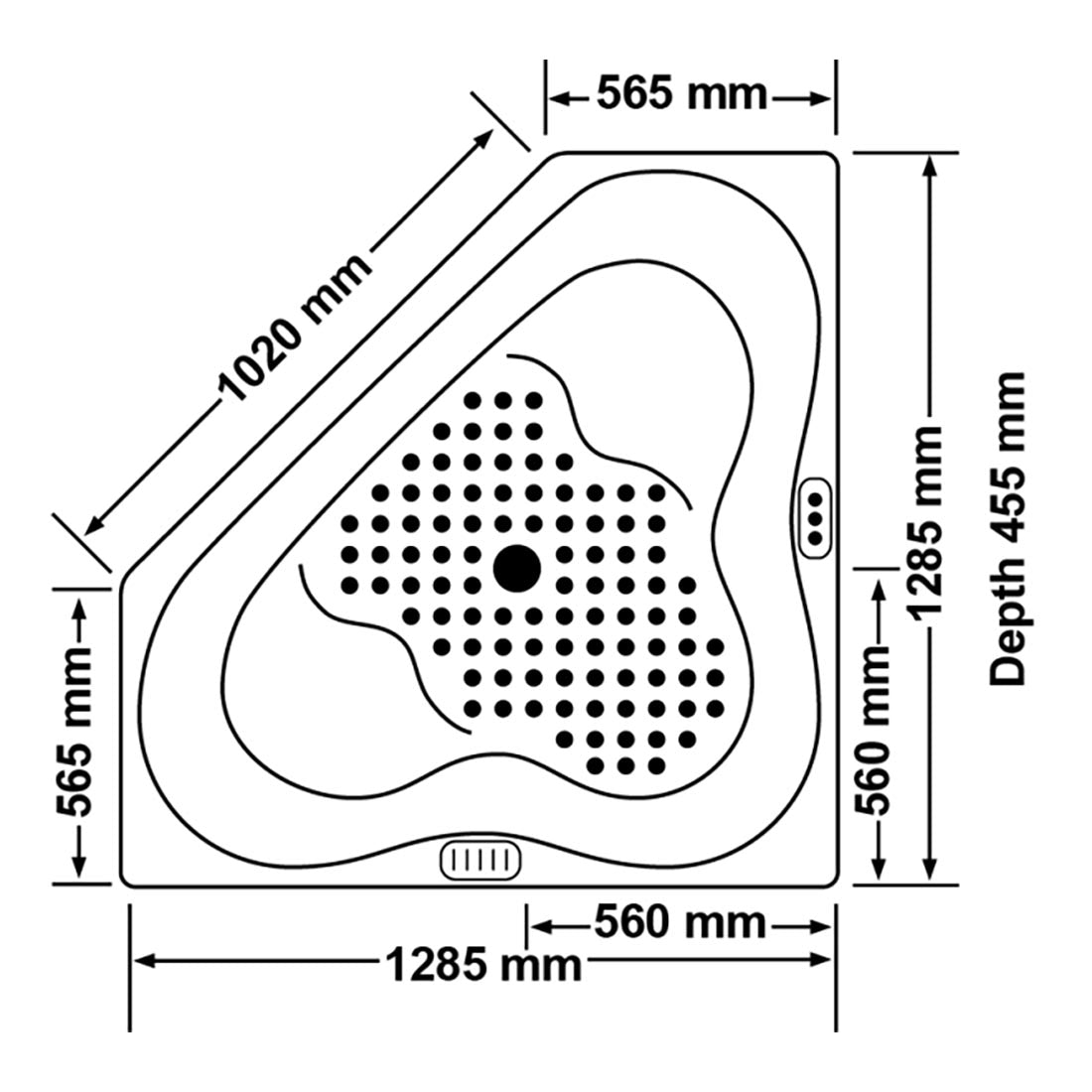 Almina 1285mm 6 Jets Drop-in Spa Bath Hot Pump