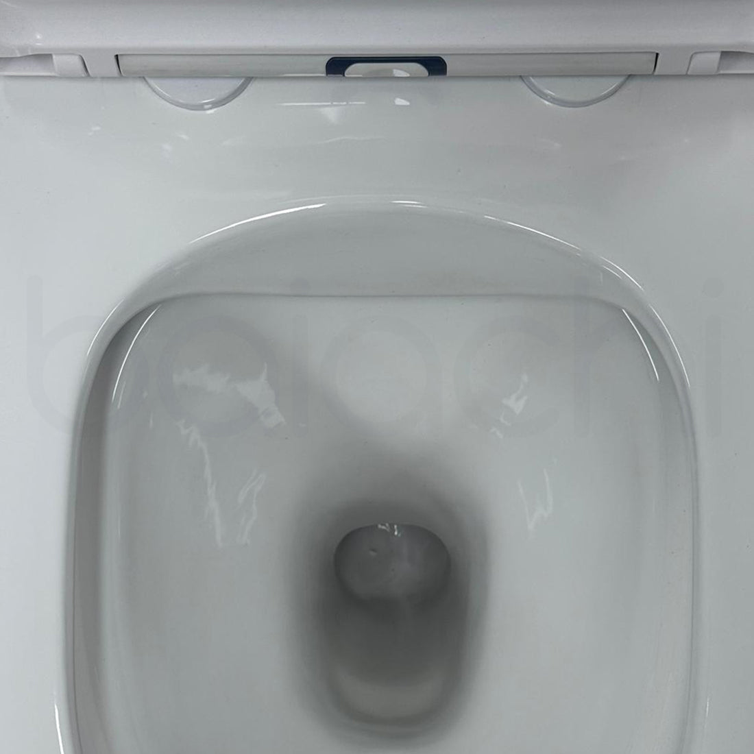 Ballina Rimless In Wall Toilet Suite with Round Gun Metal Flushing Buttons