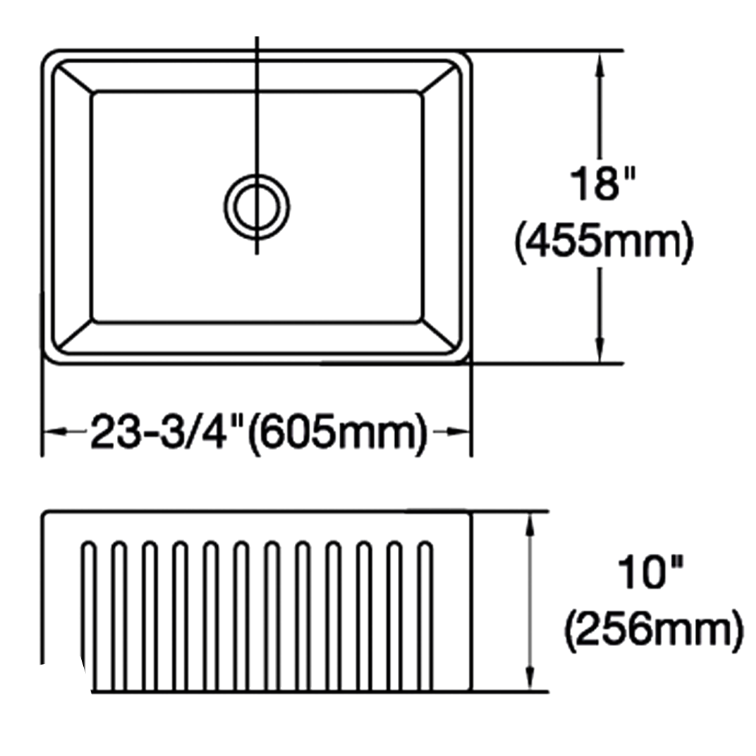 Baiachi 605X455X255mm Butler Farmhouse Fireclay Kitchen Laundry Sink Stainless Steel Waste