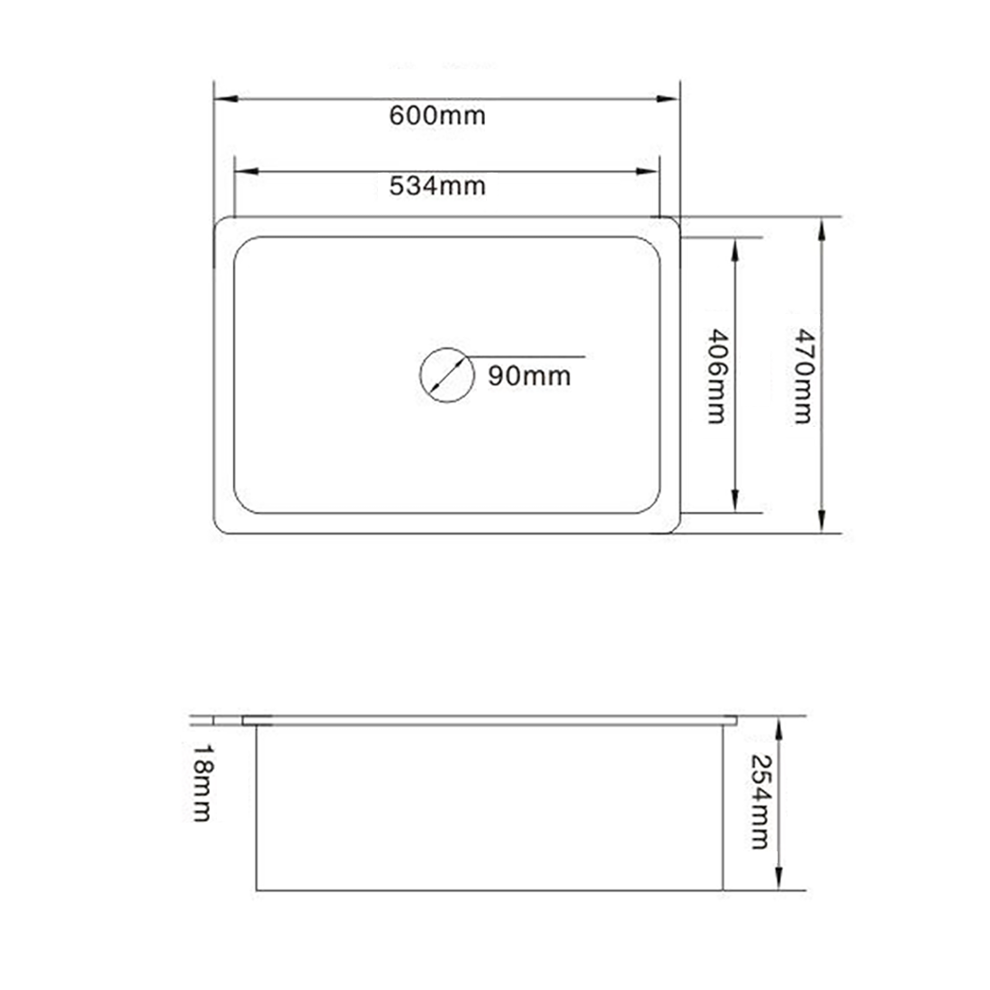 Baiachi 600X470X254mm Butler Farmhouse Kitchen Laundry Ceramic Sink