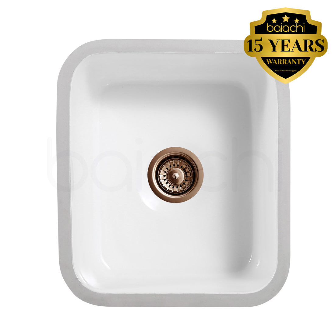 Baiachi Ceramic Kitchen and Laundry Sink Undermount Brushed Copper Waste
