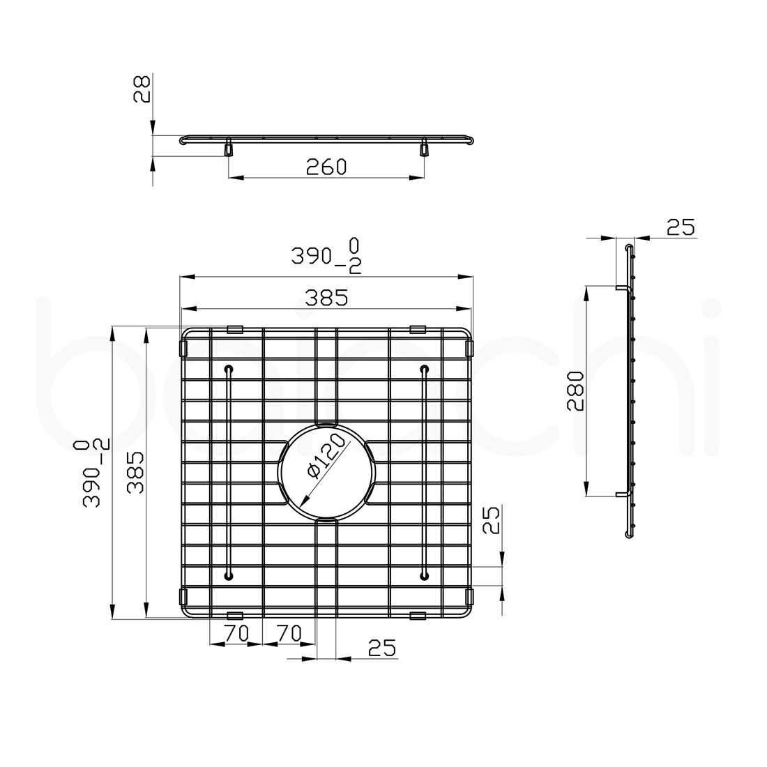 Baiachi Kitchen Sink Grid Brushed Gold