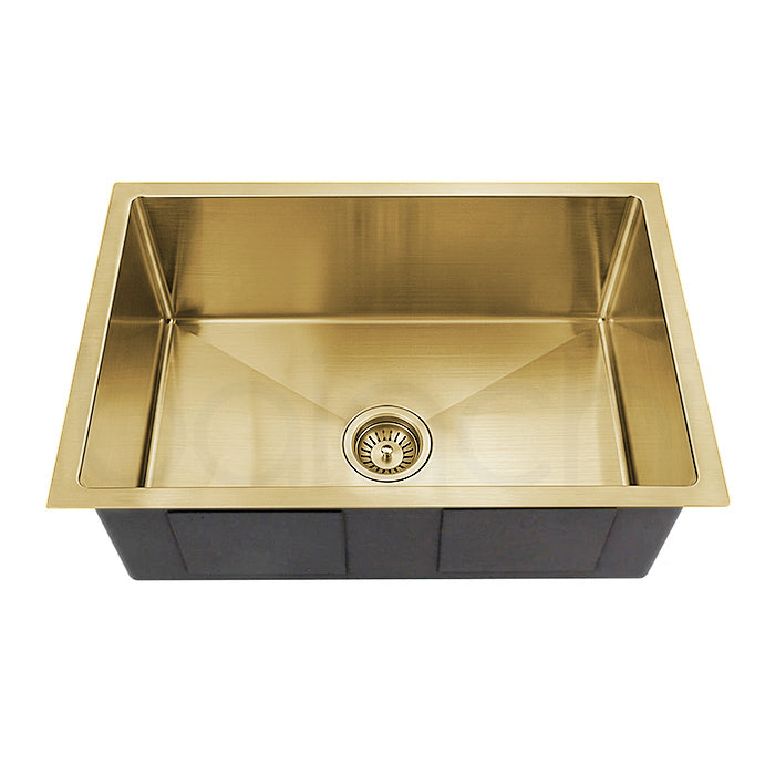 Baiachi 650x450 Handmade Kitchen and Laundry Stainless Steel Sink Single Bowl Top Undermount Brushed Gold