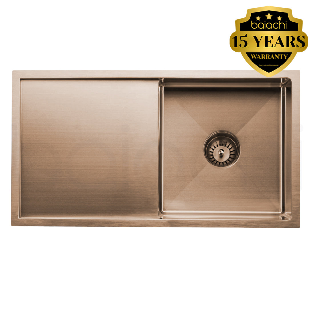 Baiachi 750x450 Handmade Kitchen Stainless Steel Sink Single Bowl Drainer Top Undermount Brushed Copper