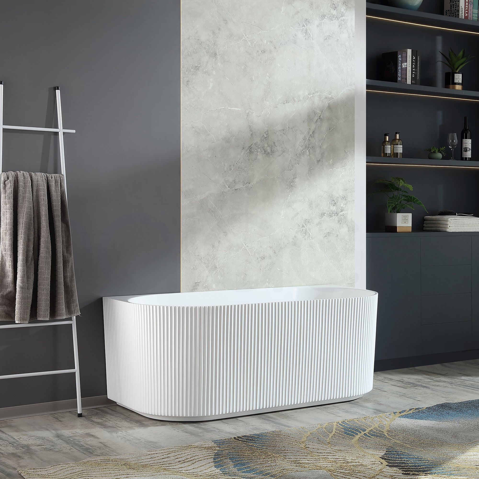 Baiachi Clara 1500 Fluted Back To Wall Freestanding Bath MK2