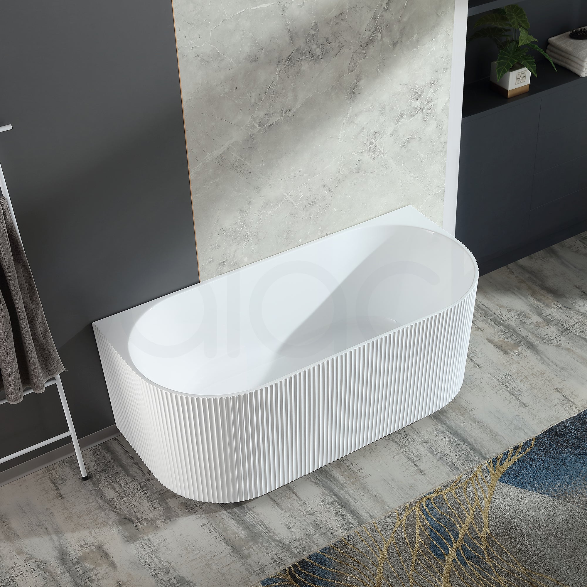 Baiachi Clara 1700 Fluted Back To Wall Freestanding Bath MK2