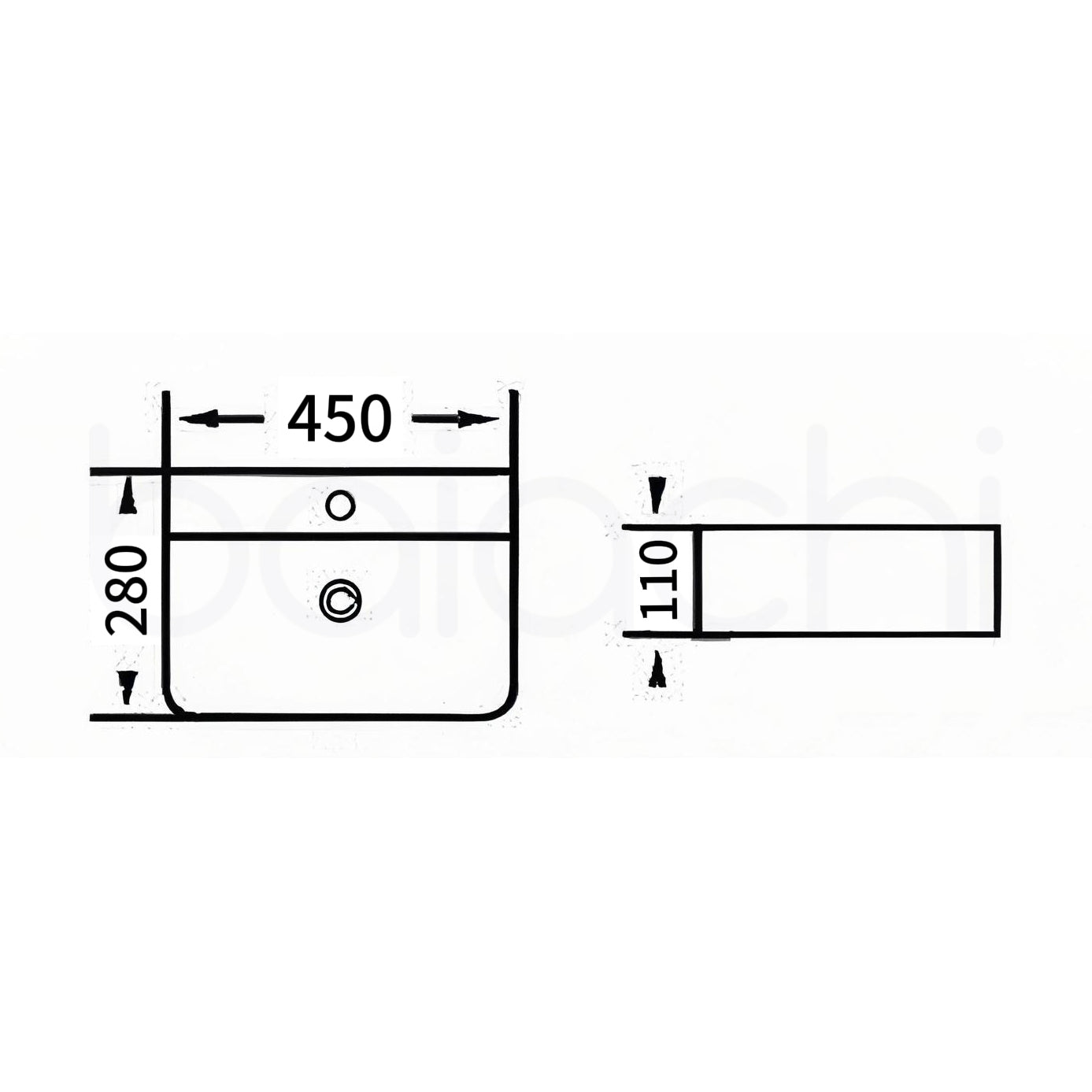 Baiachi 450x280mm Ceramic Wall Hung Basin White