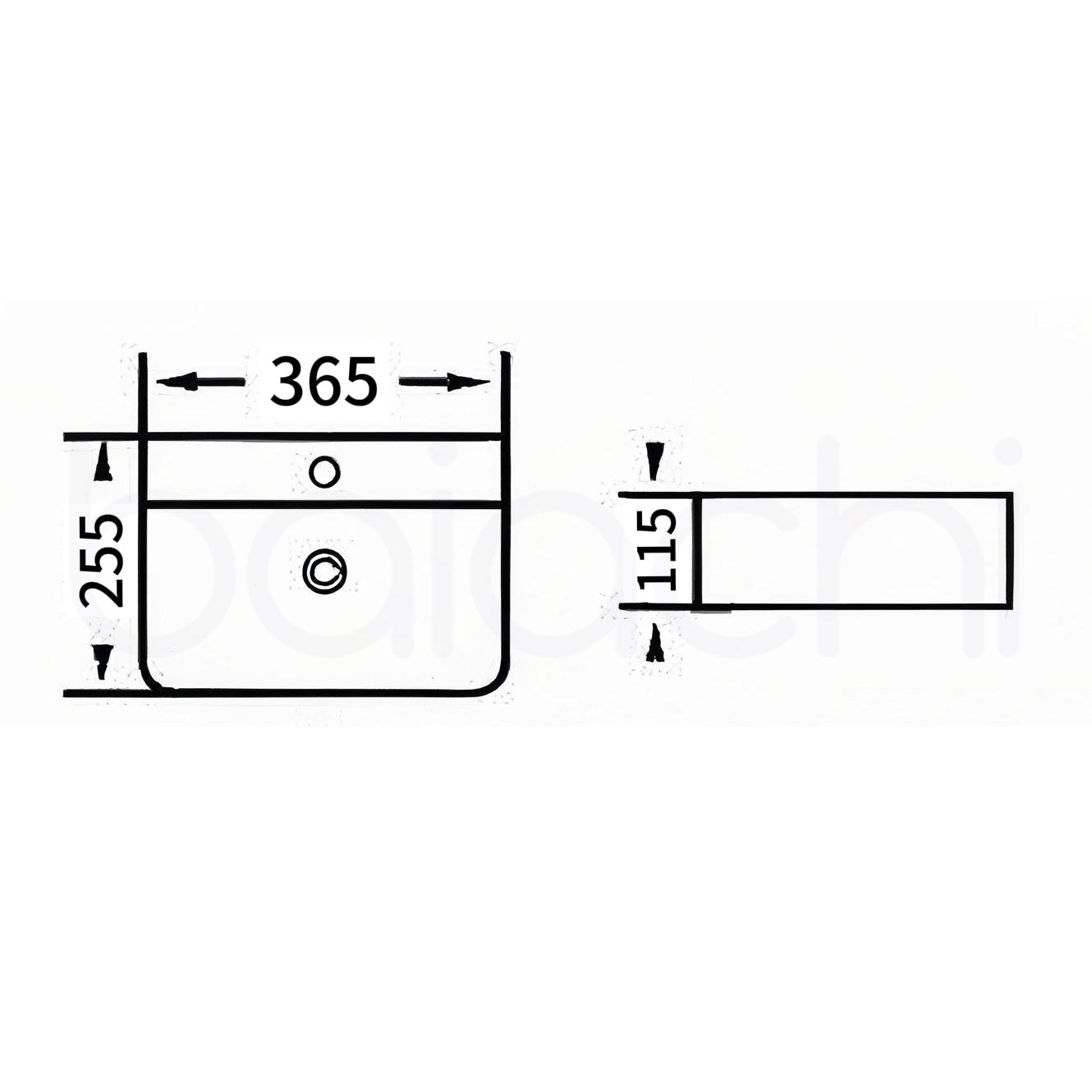 Baiachi 365x255mm Ceramic Wall Hung Basin White