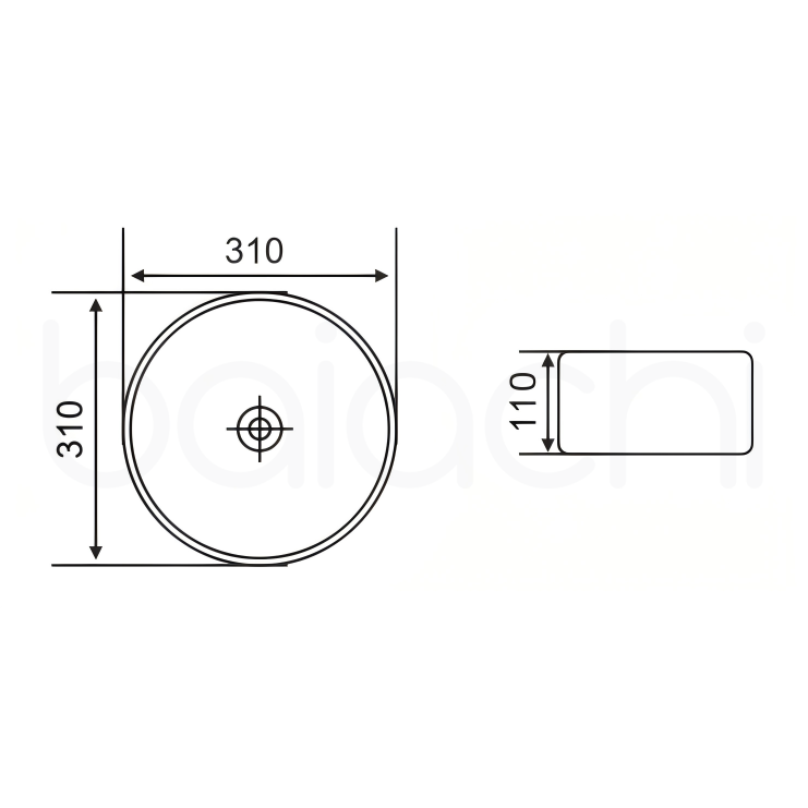 Baiachi 310mm Ceramic Above Counter Basin White