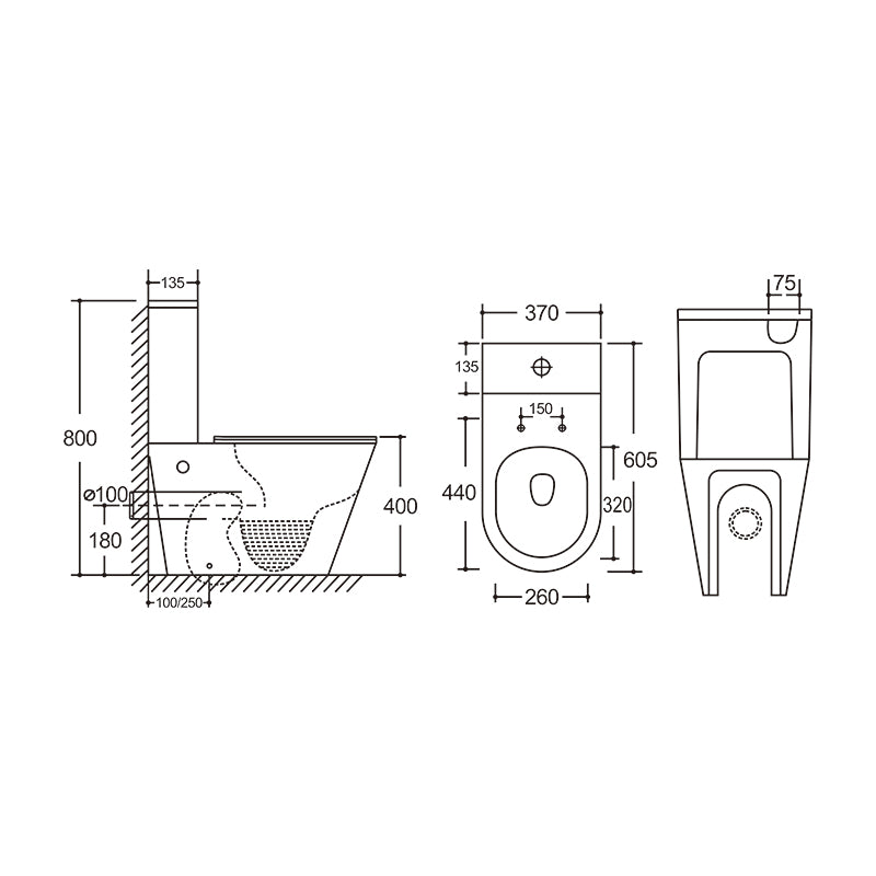 Baiachi Bravo Compact Vortex Rimless Tornado Toilet Suite