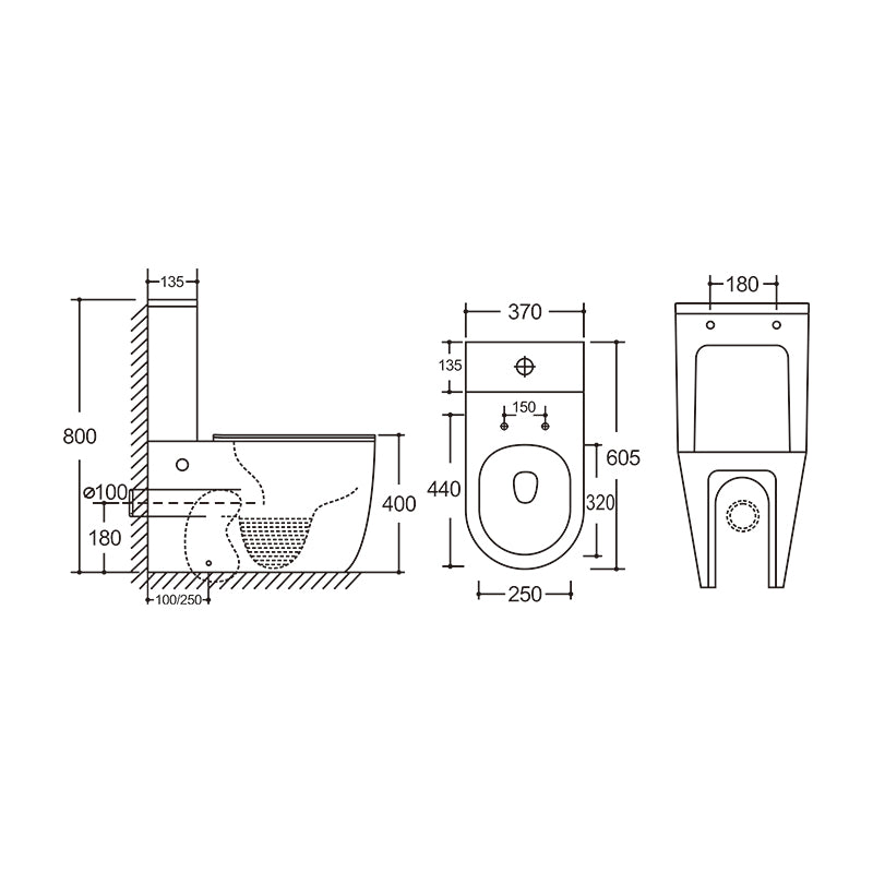 Baiachi Alpha Compact Vortex Rimless Tornado Toilet Suite