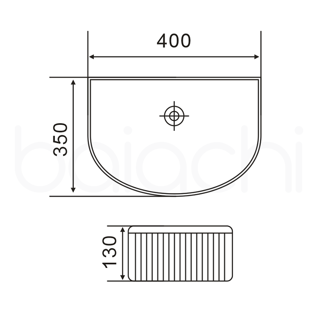 Baiachi 400x350mm Ceramic Above Counter Fluted Basin Matte White