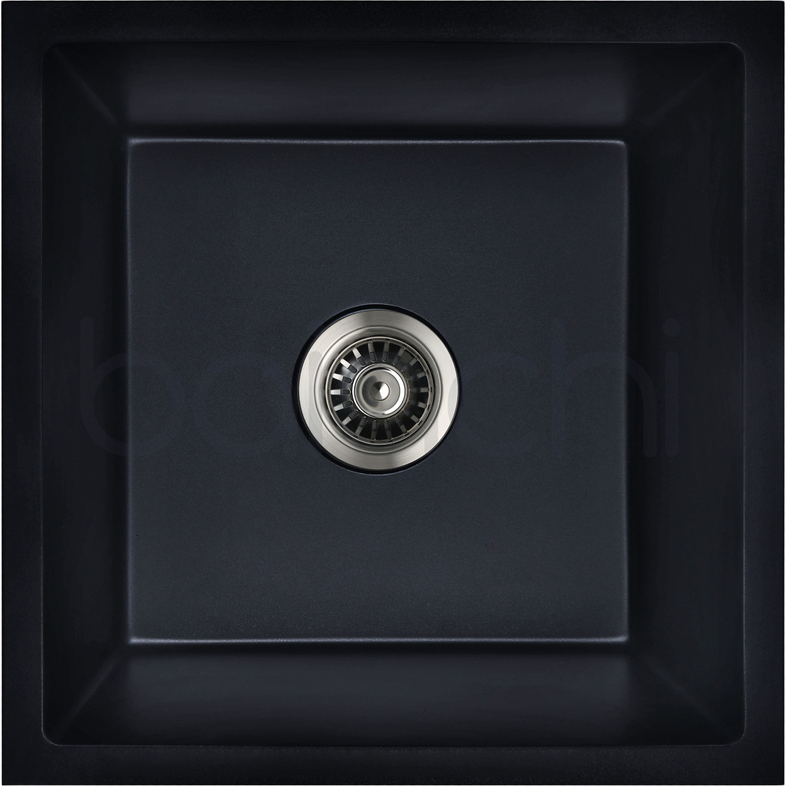Baiachi 450 x 450 Single Bowl Granite Kitchen Sink Black with Brushed Gold Waste