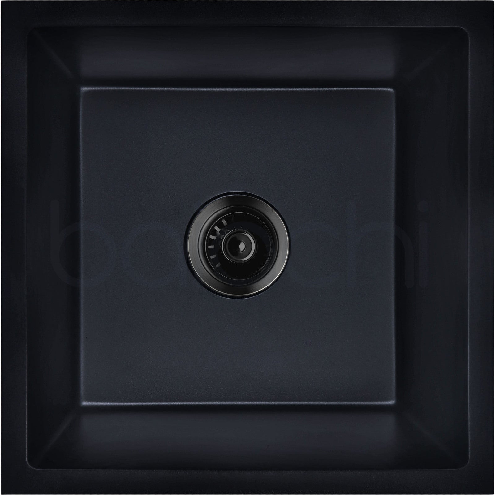 Baiachi 450 x 450 Single Bowl Granite Kitchen Sink Black with Black Waste