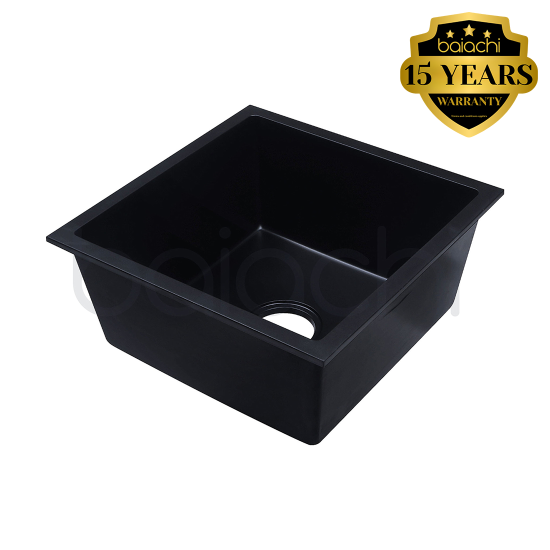 Baiachi 450 x 450 Single Bowl Granite Kitchen Sink Black