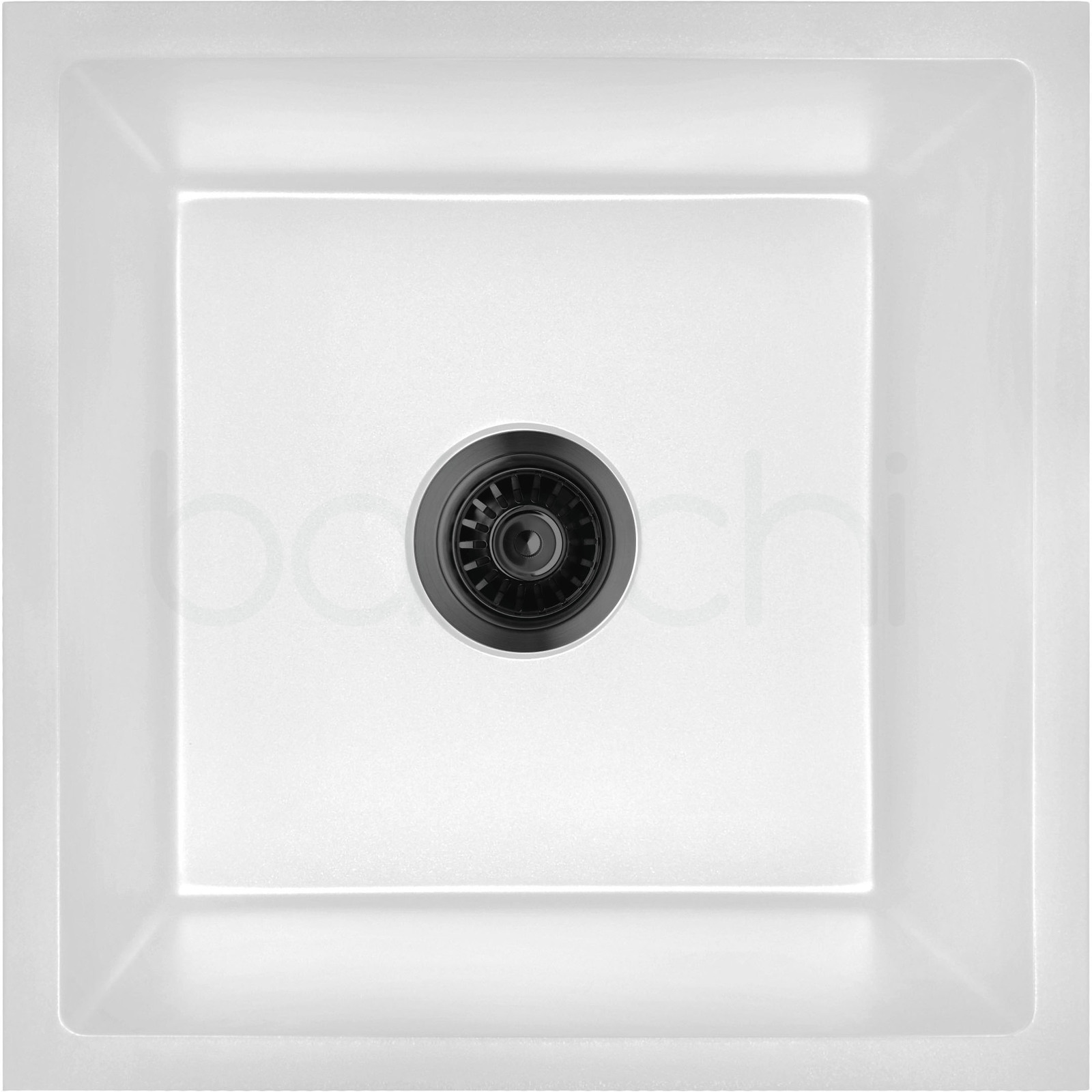 Baiachi 450 x 450 Single Bowl Granite Kitchen Sink White with Brushed Gold Waste