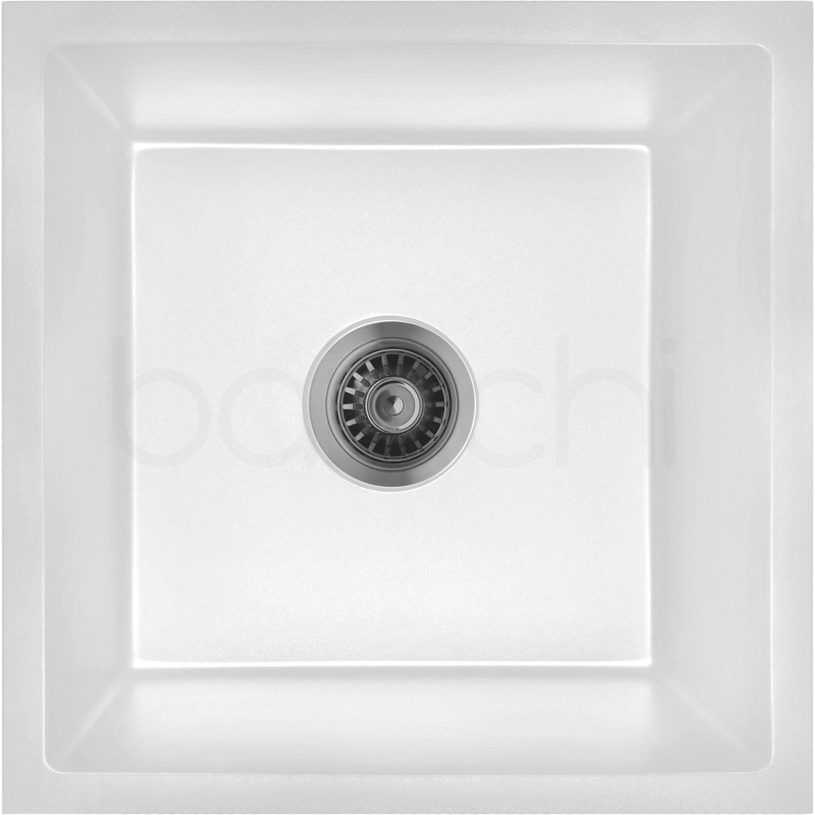 Baiachi 450 x 450 Single Bowl Granite Kitchen Sink White with Brushed Gold Waste