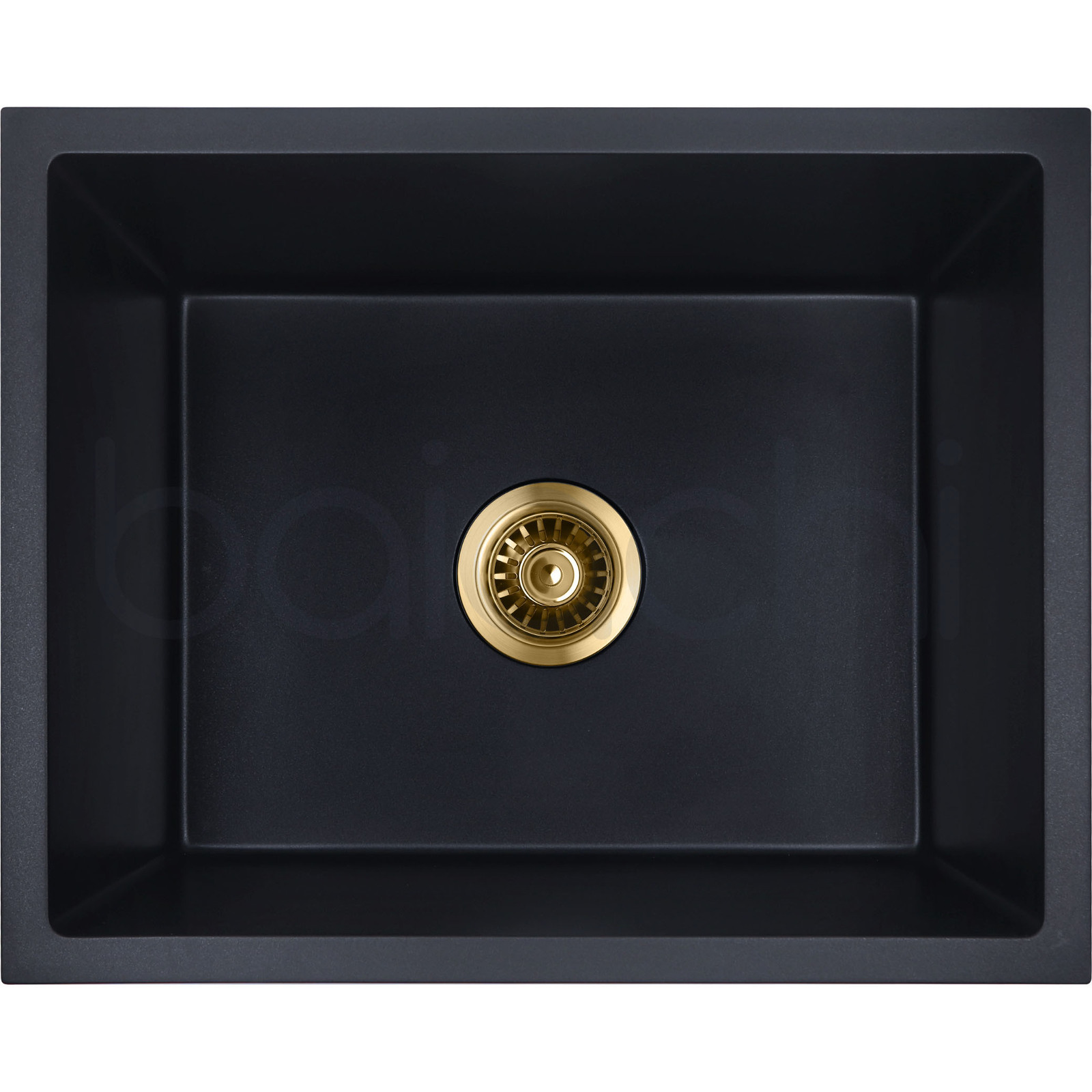 Baiachi Single Bowl Granite Kitchen Sink Black with Brushed Gold Waste