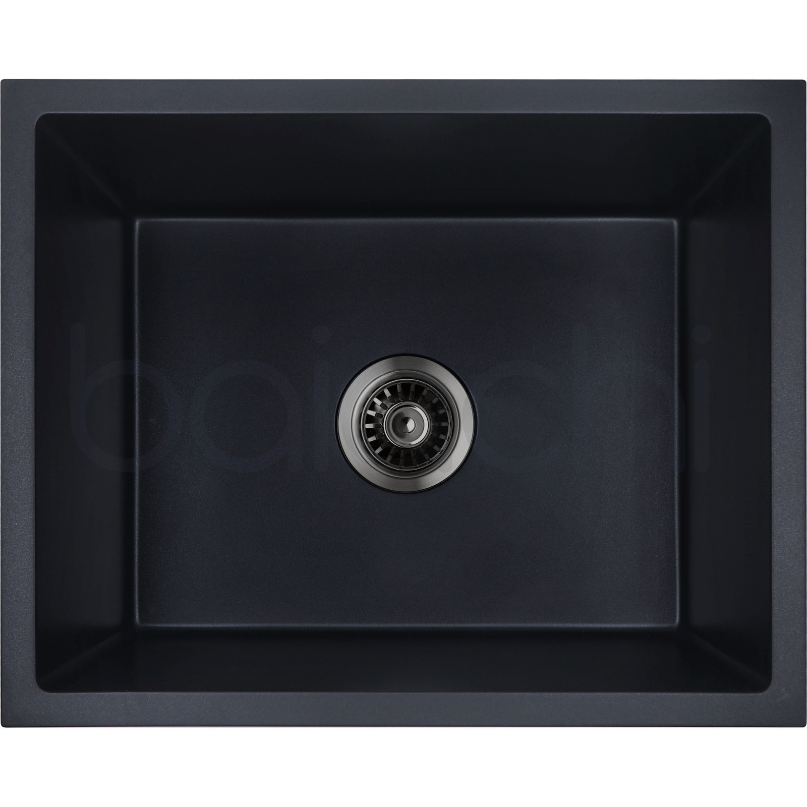 Baiachi 550 x 450 Single Bowl Granite Kitchen Sink Black with Brushed Gold Waste