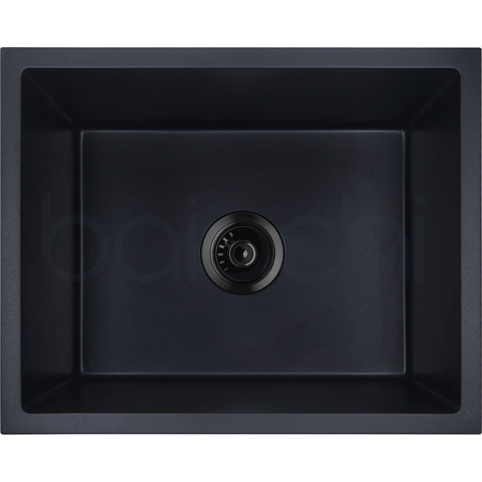Baiachi 550 x 450 Single Bowl Granite Kitchen Sink Black with Black Waste