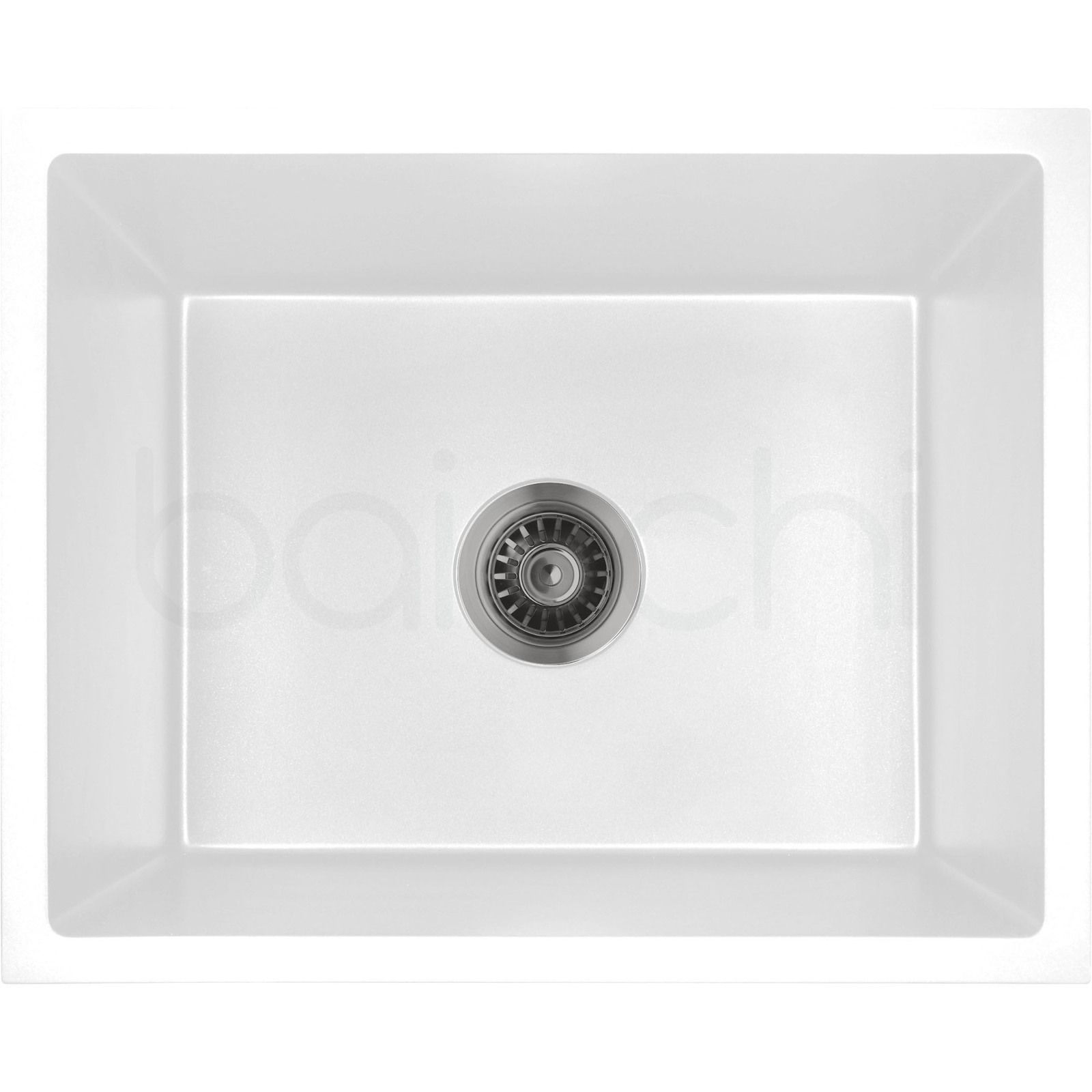 Baiachi 550 x 450 Single Bowl Granite Kitchen Sink White with Black Waste