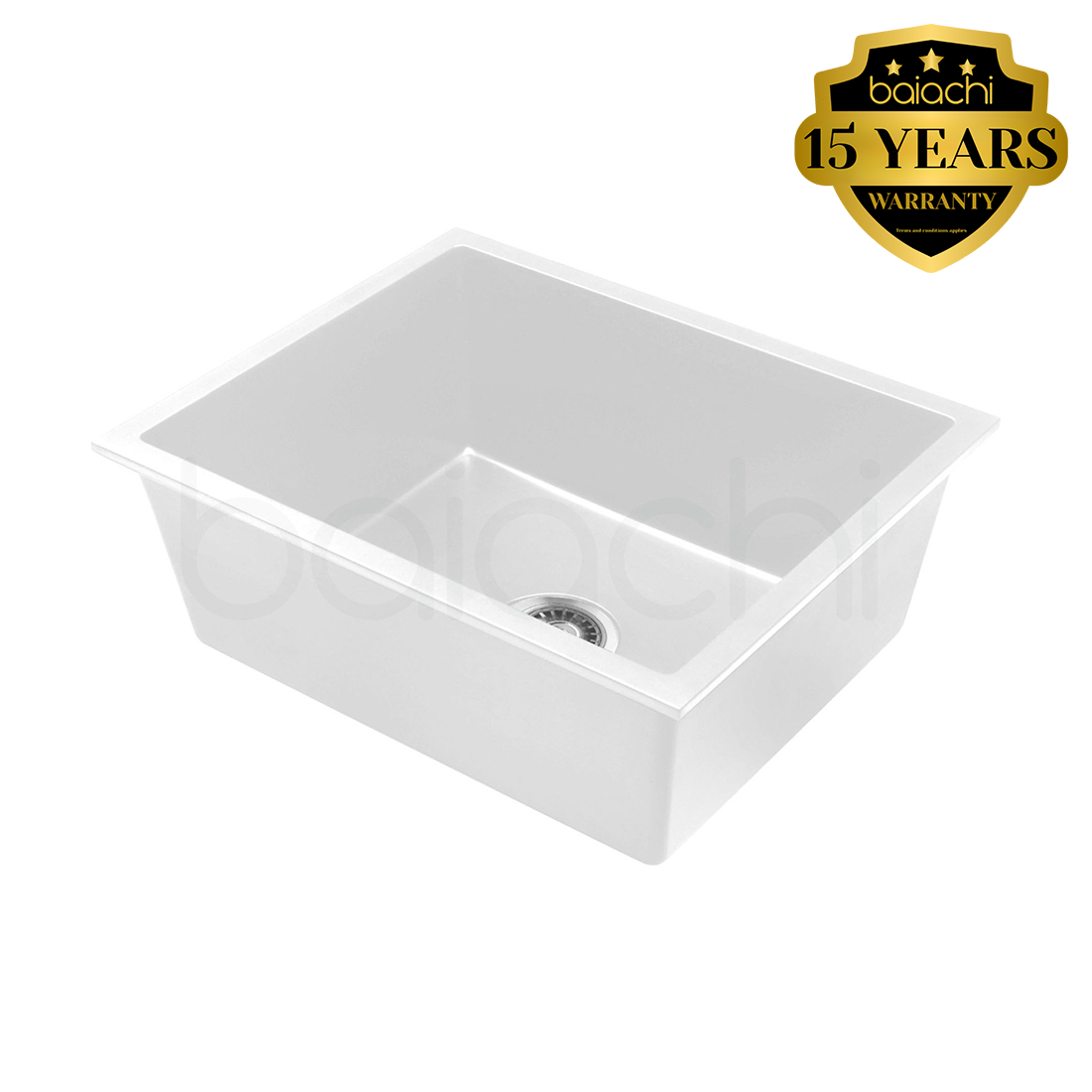Baiachi 550 x 450 Single Bowl Granite Kitchen Sink White