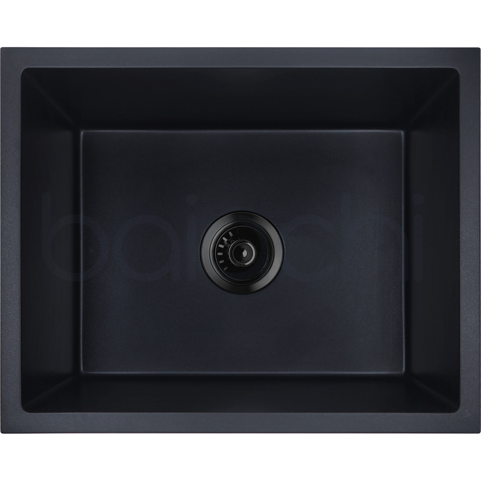Baiachi 650 x 450 Single Bowl Granite Kitchen Sink Black with Brushed Gold Waste