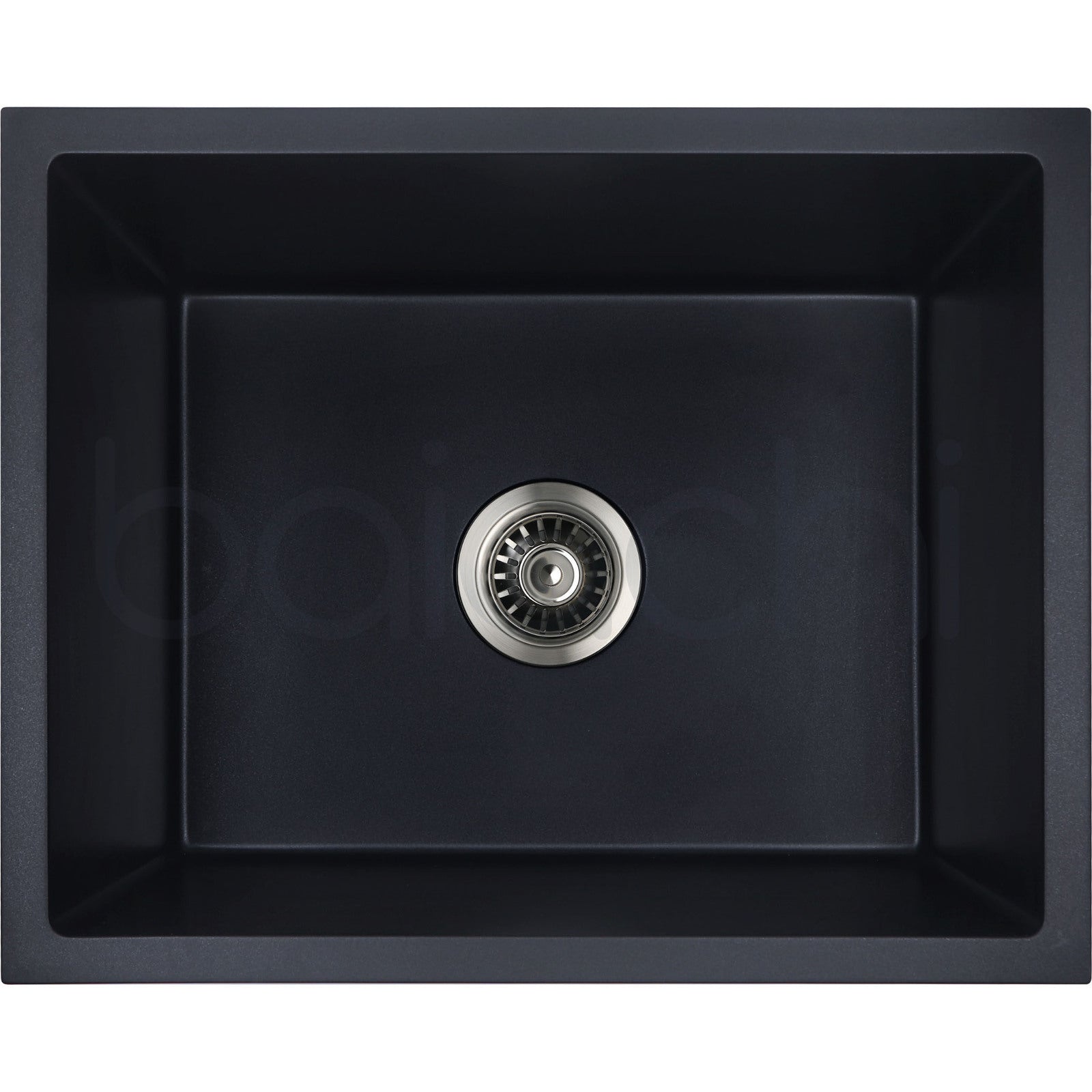 Baiachi 650 x 450 Single Bowl Granite Kitchen Sink Black with Stainless Steel Waste