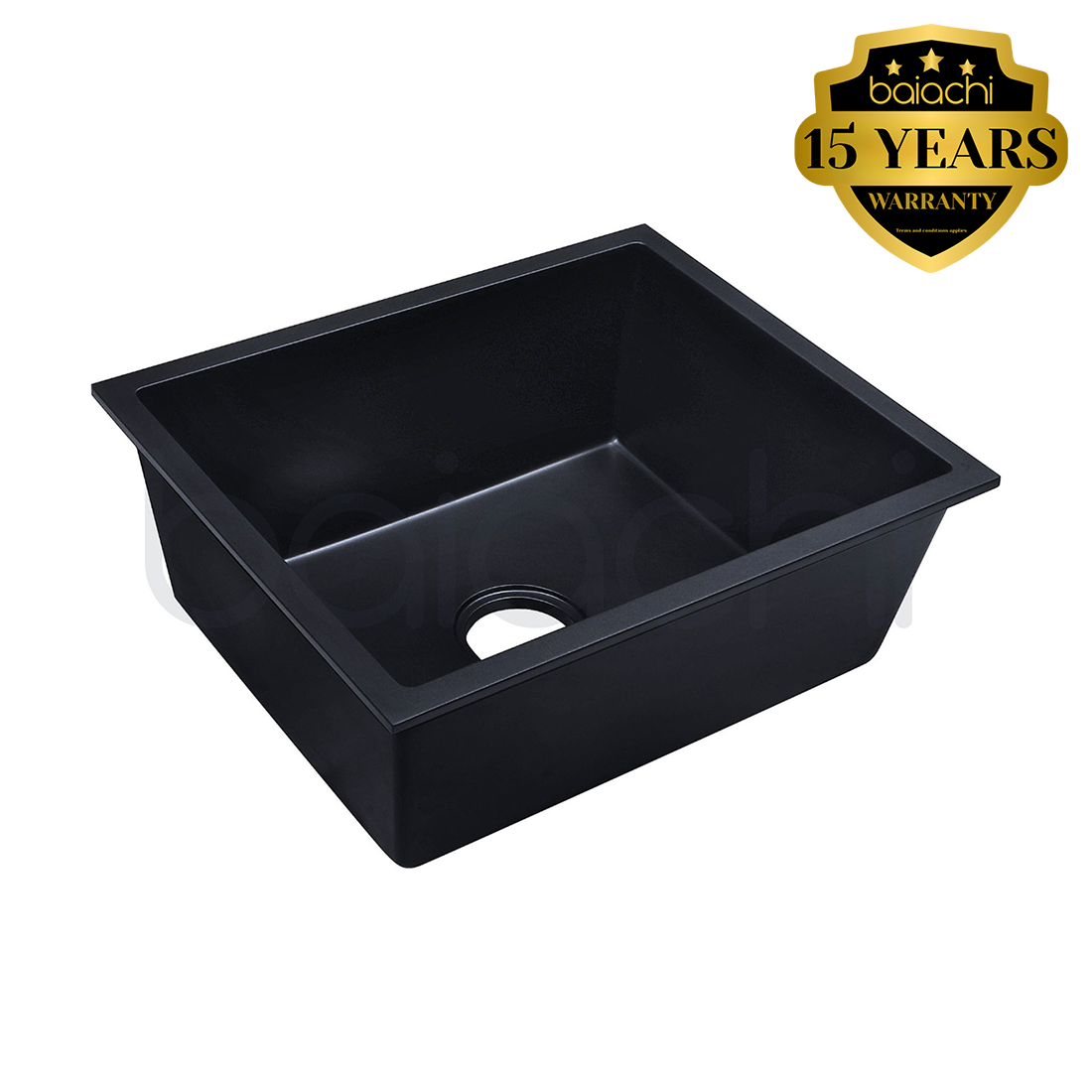 Baiachi 650 x 450 Single Bowl Granite Kitchen Sink Black
