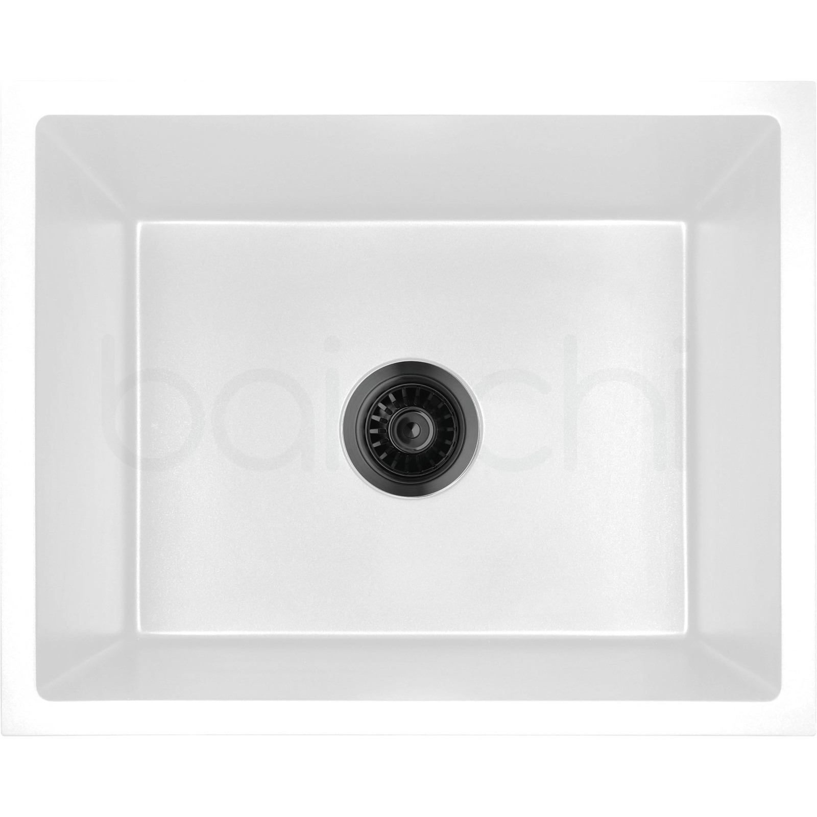 Baiachi 650 x 450 Single Bowl Granite Kitchen Sink White with Stainless Steel Waste