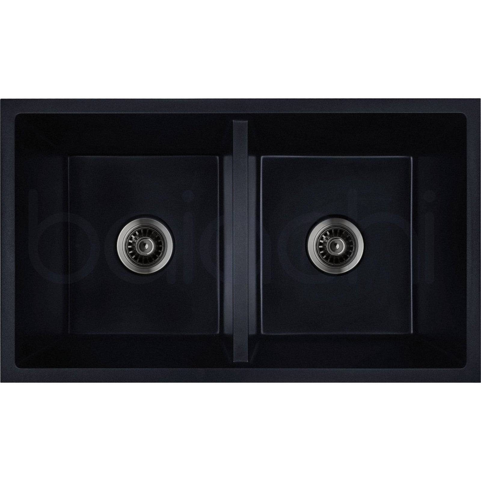 Baiachi Double Bowl Granite Kitchen Sink Black with Gun metal Waste