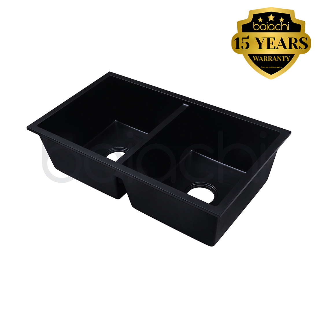 Baiachi 770 x 450 Double Bowl Granite Kitchen Sink Black
