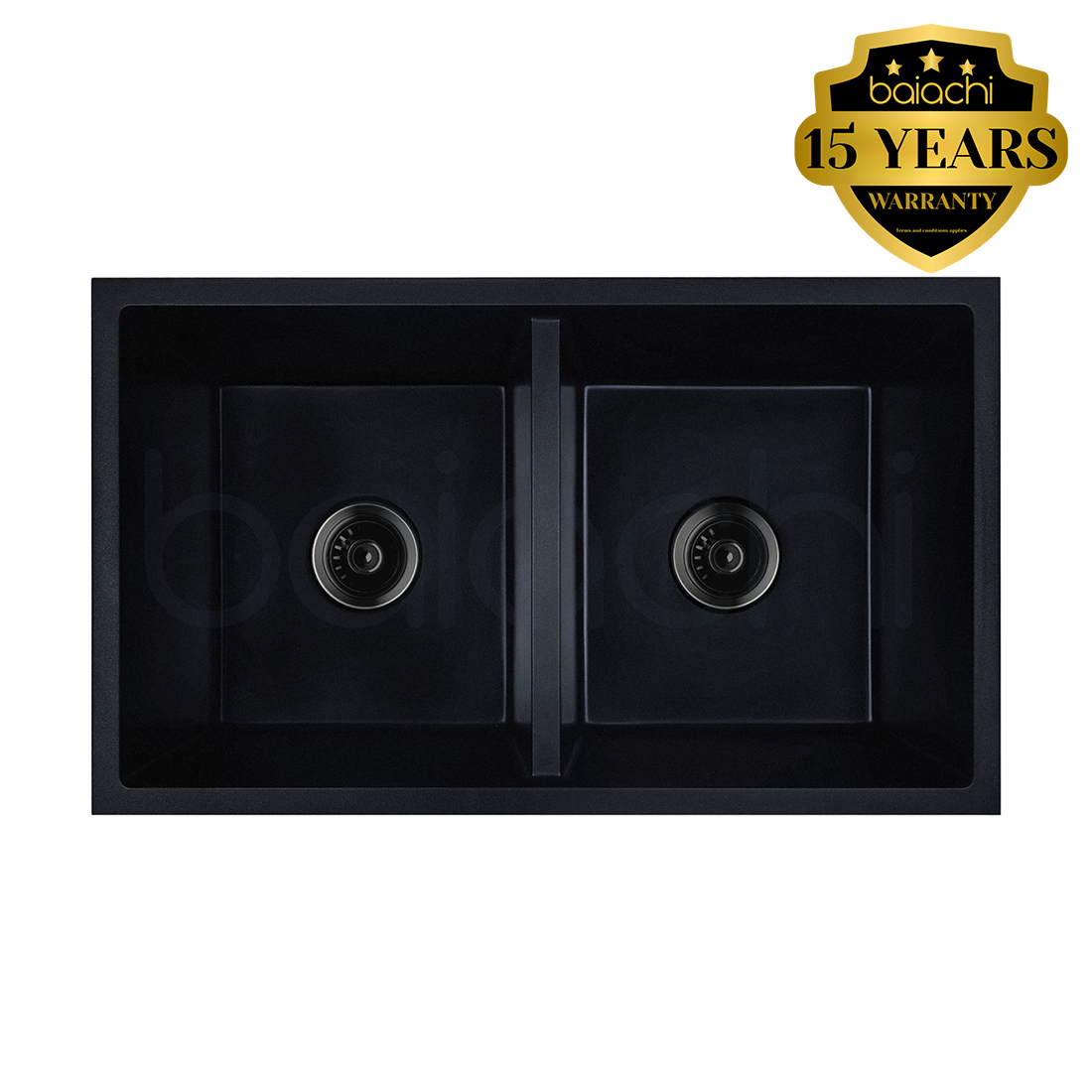 Baiachi 770 x 450 Double Bowl Granite Kitchen Sink Black