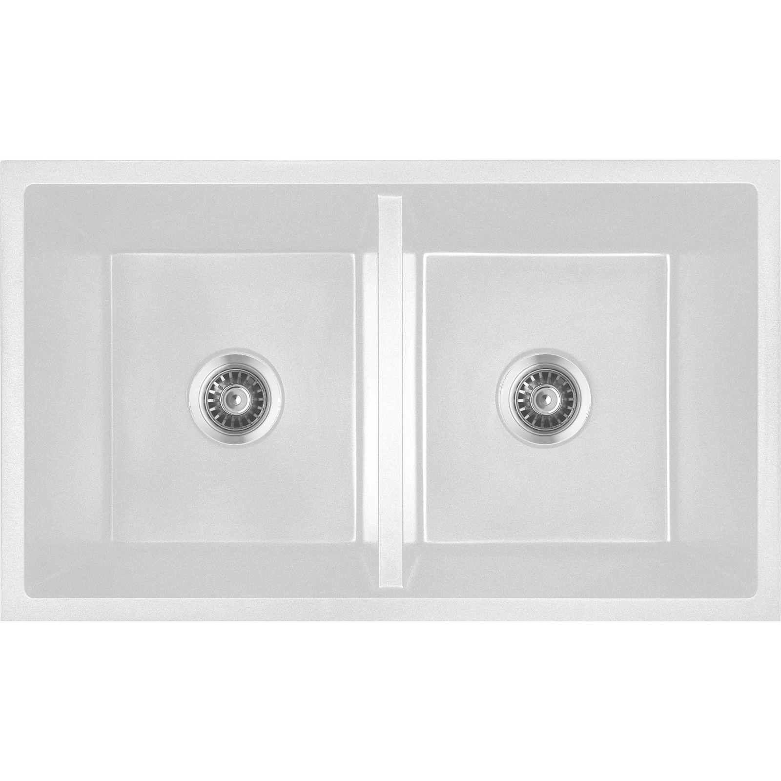 Baiachi Double Bowl Granite Kitchen Sink White with Brushed Gold Waste