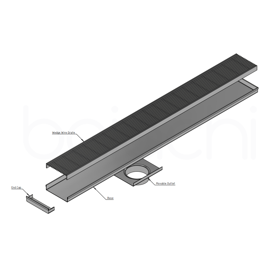 601-900mm Linear Heelguard Adjustable Floor Waste Gun Metal