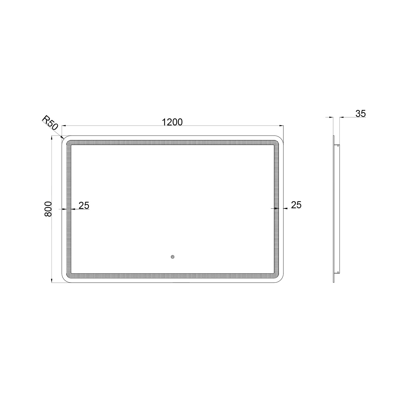 Baiachi 1200x800 LED Rectangle Frameless Mirror