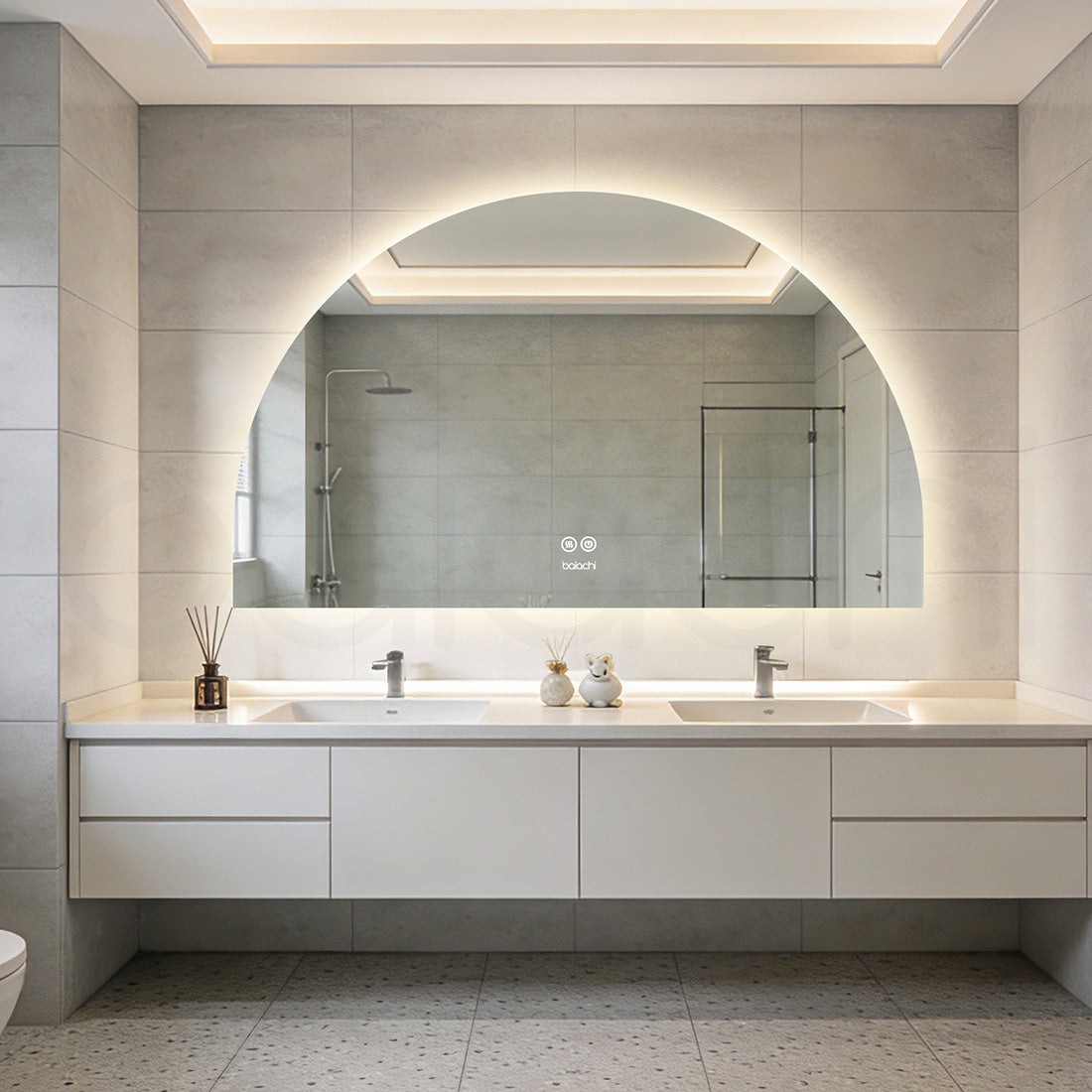 Baiachi LED Halfmoon 1500mmx900mm Backlit Anti-Fog Mirror