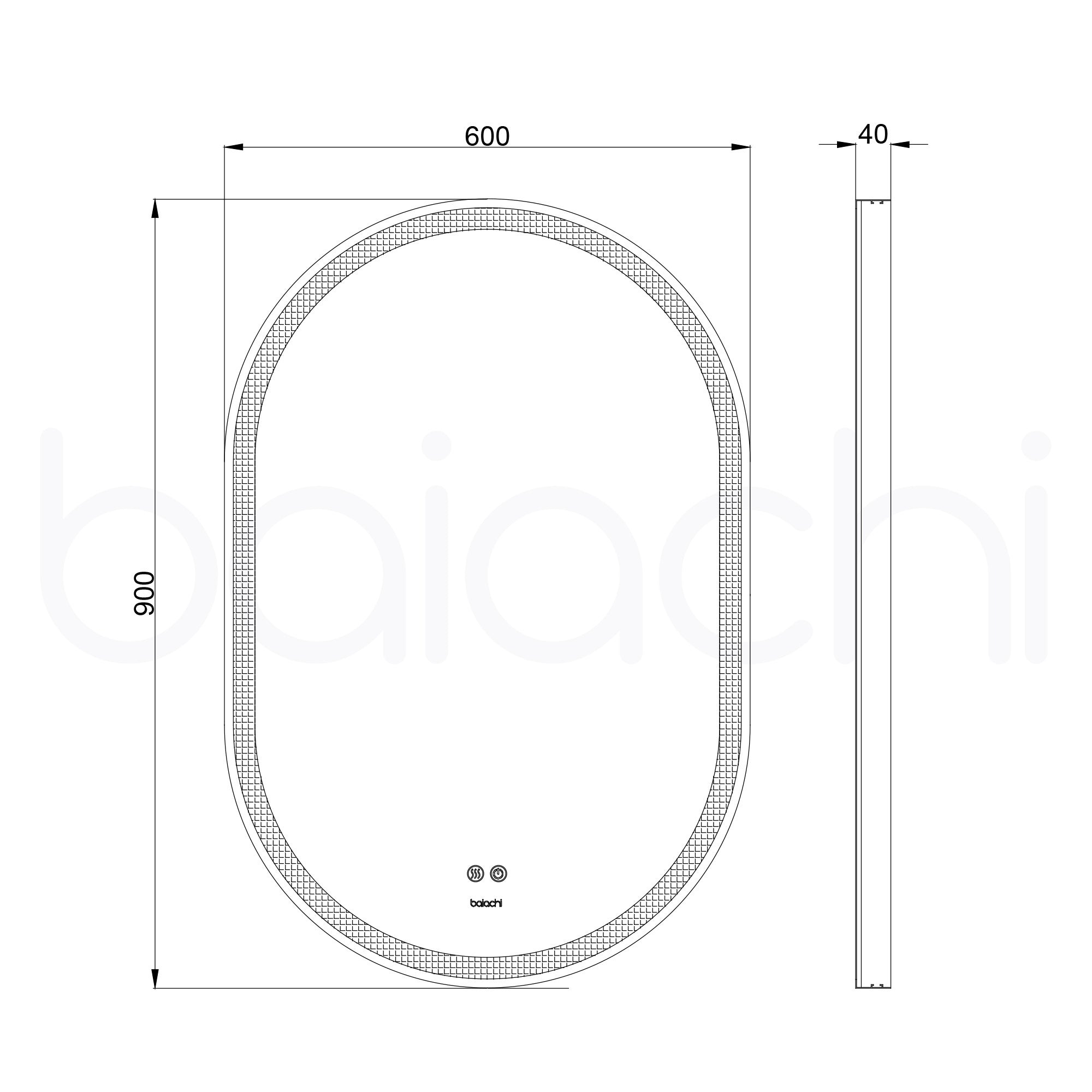 Baiachi Cora LED Oval 600mmx900mm Frame Mirror Brushed Gold