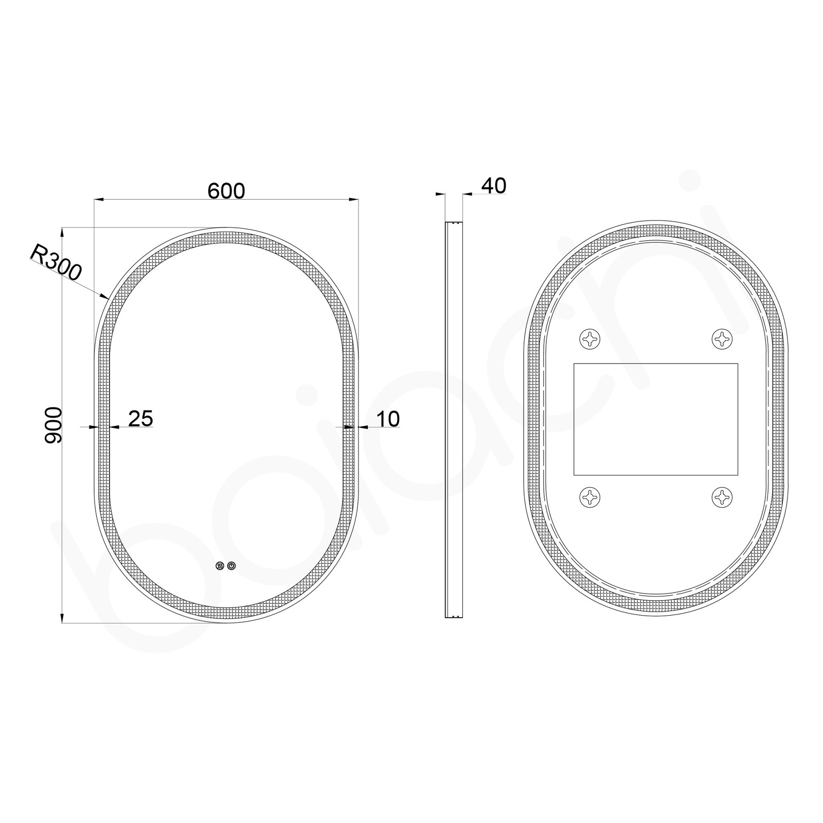 Baiachi Cora LED Oval 600mmx900mm Frame Mirror Brushed Gold